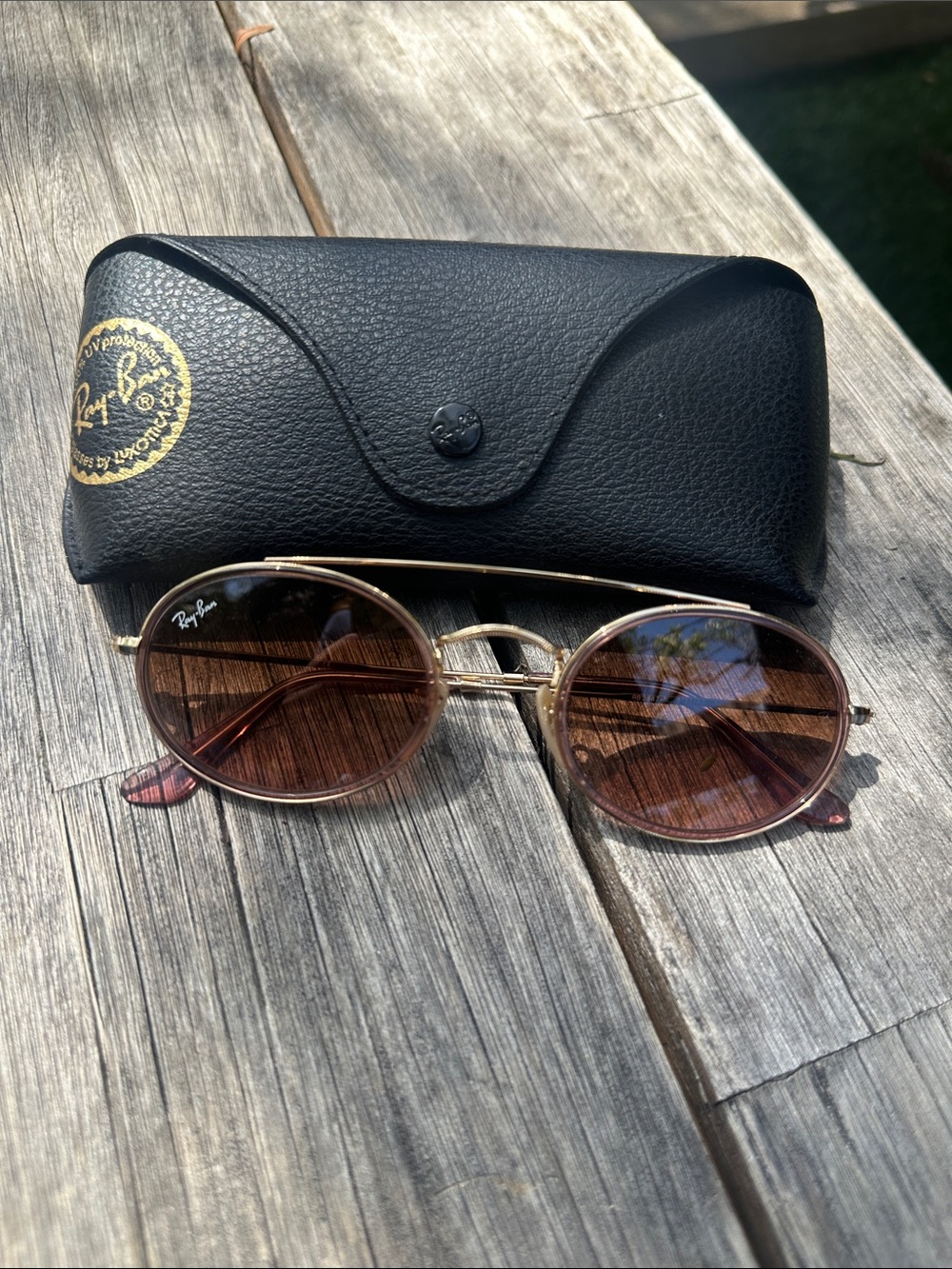 Ray-Ban Men’s Round Metal Sunglasses Gold Frame with Brown Lenses